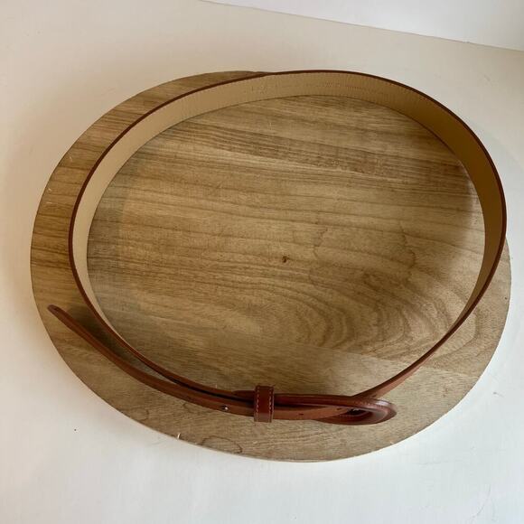 LOFT Tan Vegan Leather Outlander Loop Brass Stud Belt Size Large - Picture 3 of 10